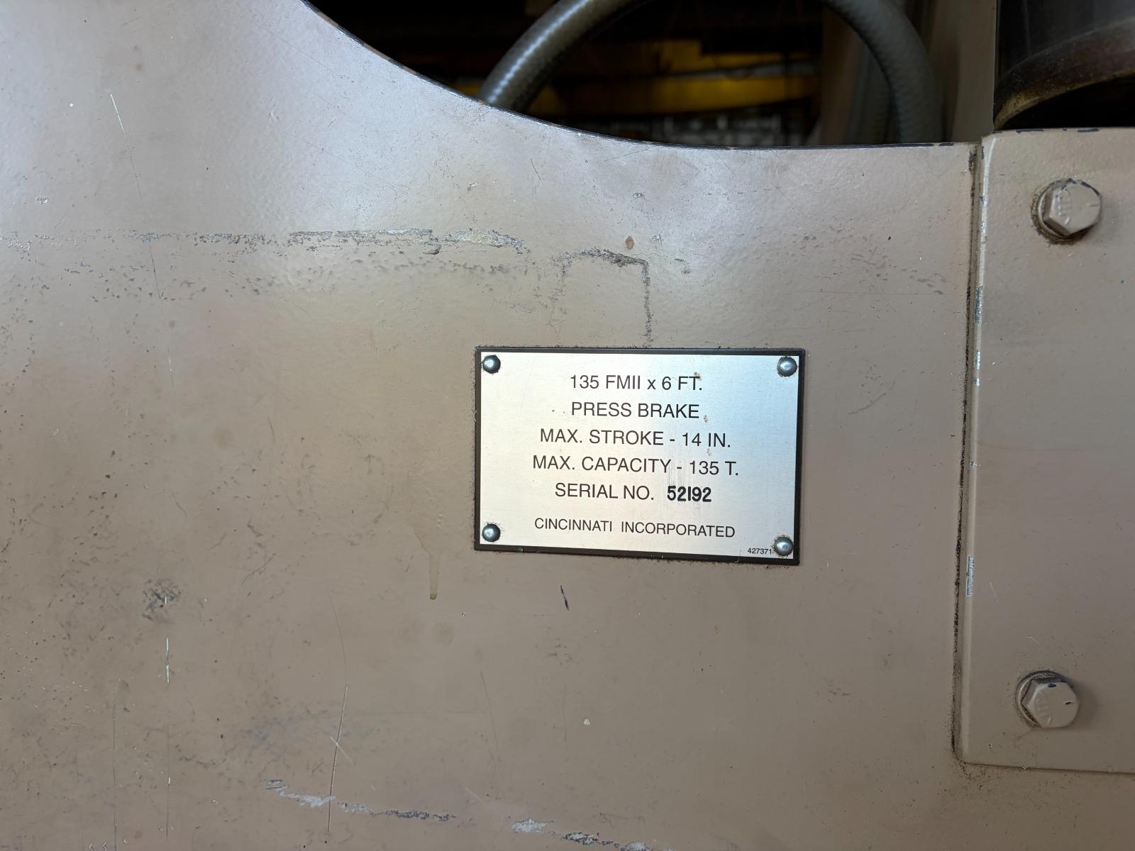 135 Ton X 12’ Cincinnati Model 135CB CNC Press Brake