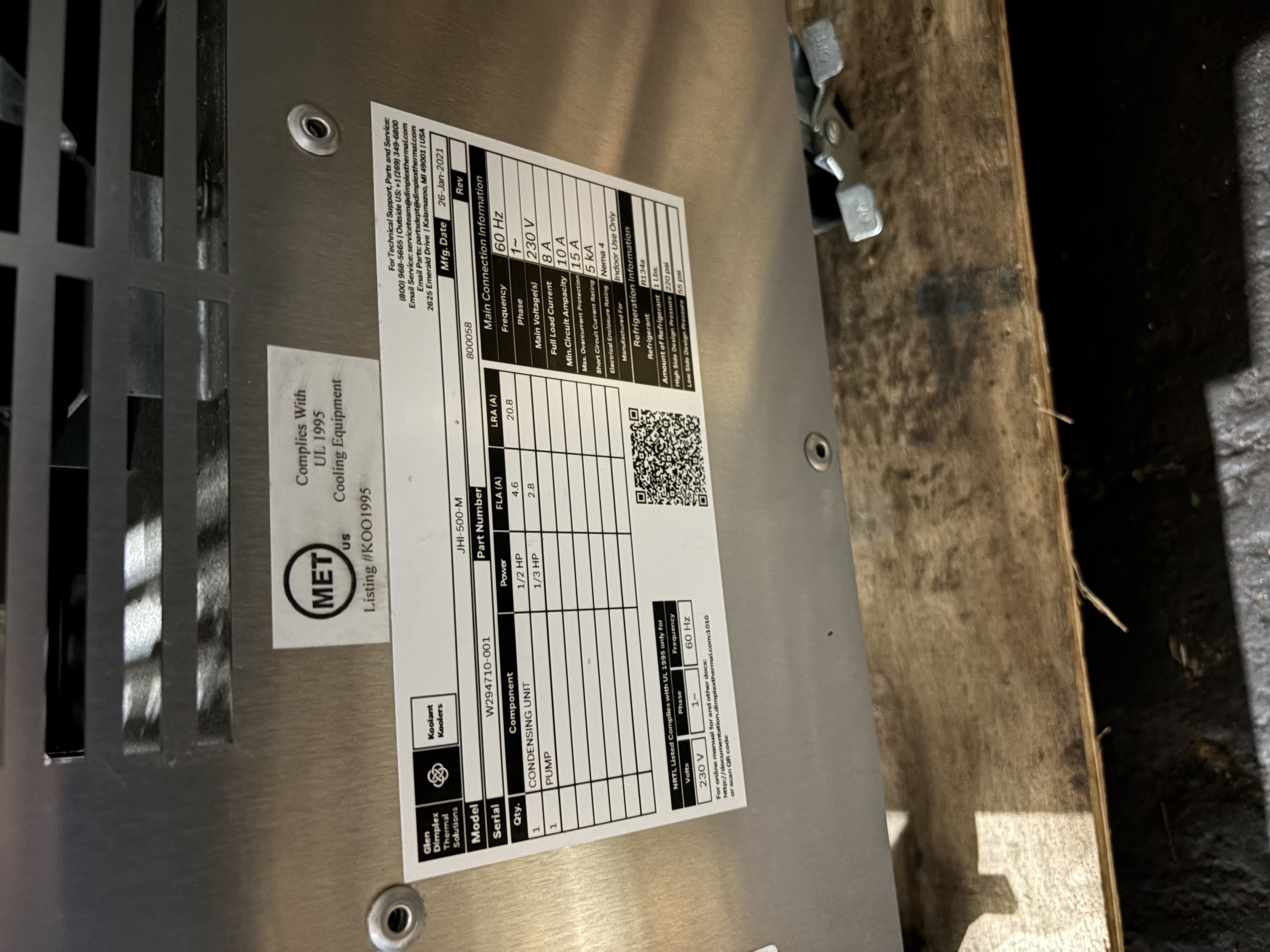 DImplex Koolant KoolersJHI-500-M Water Chiller