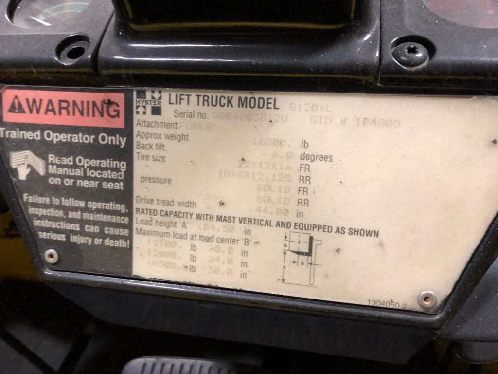 12000Lb  Hyster S120XL Fork Lift