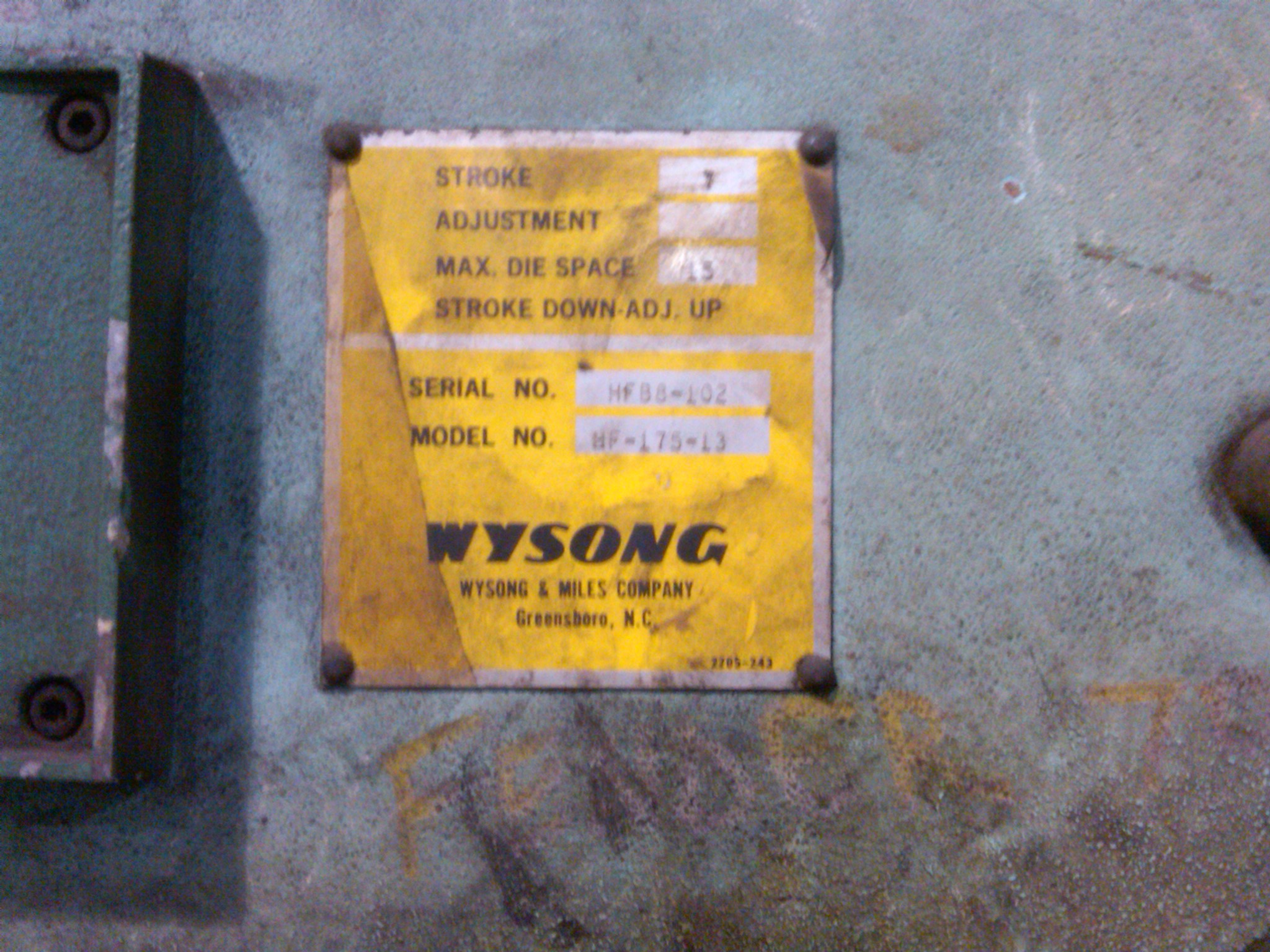 175 Ton Wysong Model HF 175-13 Hydraulic Press Brake